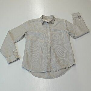 Universal Thread Size XS Brown/White Pinstriped Button Down 100% Cotton